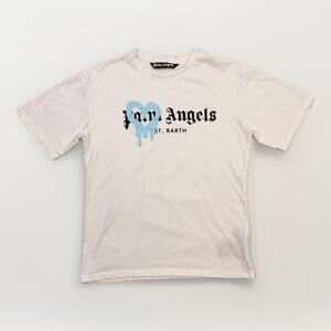 Palm Angels Shirt Mens Medium White St Barth Dripping Heart Graphic Tee